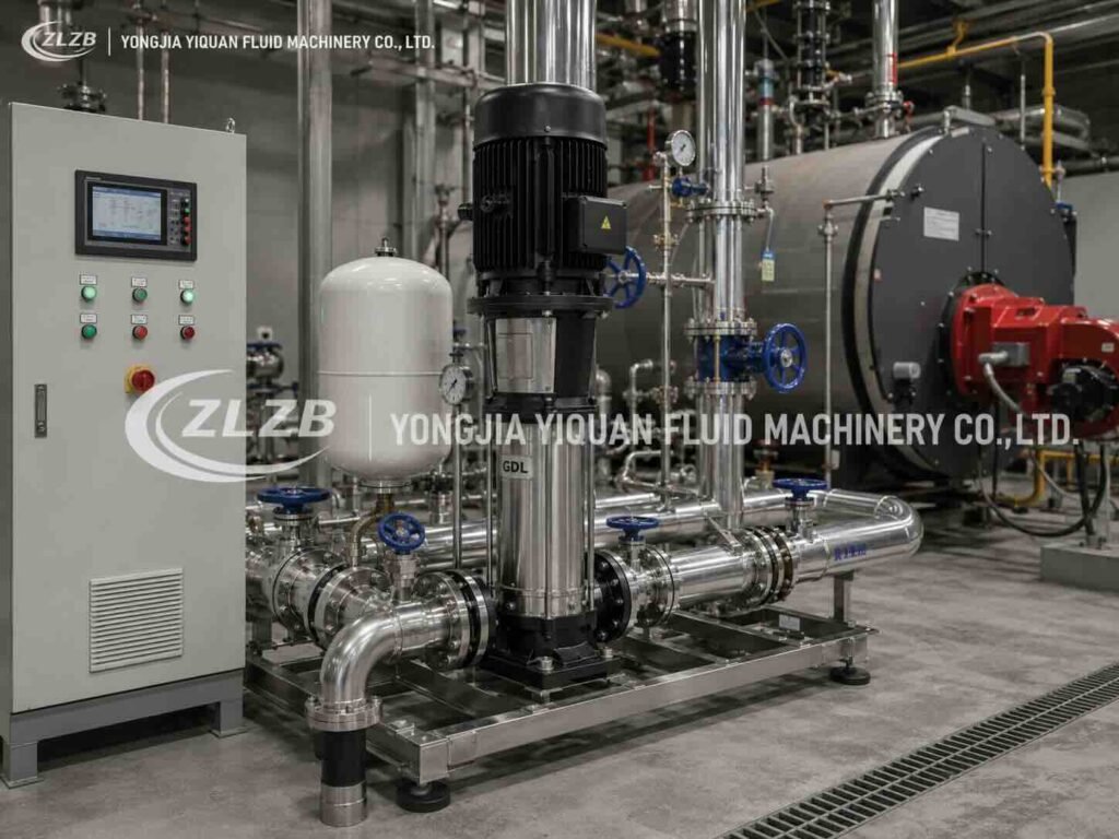 GDL vertical inline multistage pump for boiler feed and hot water systems