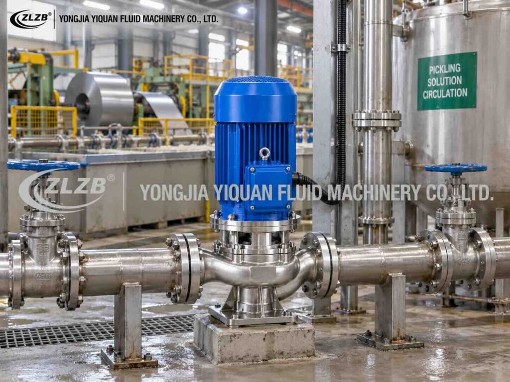 IHG stainless steel vertical inline pump in petrochemical plant